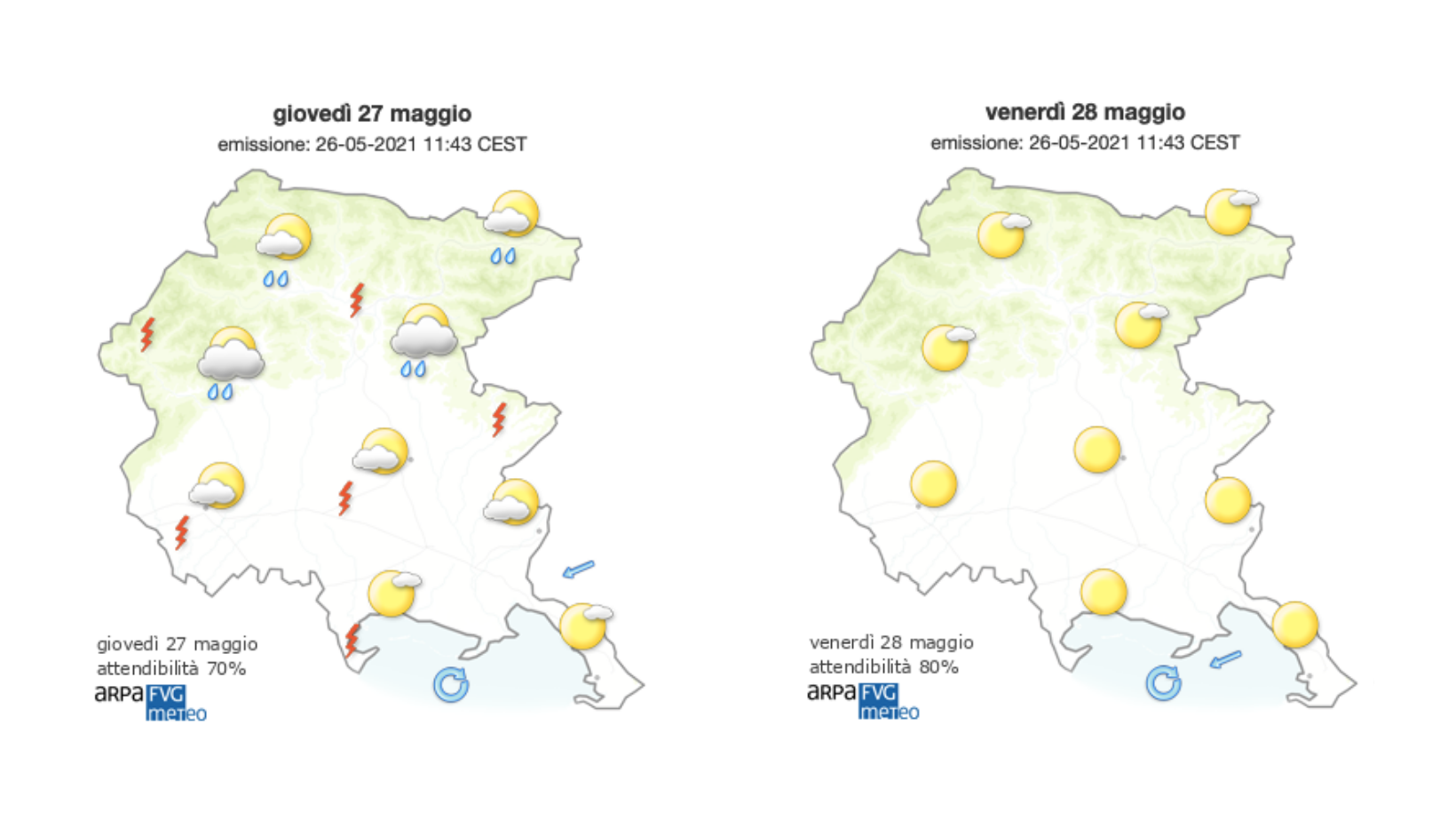 Mattinata di sole sul Goriziano, temperature che rimarranno alte